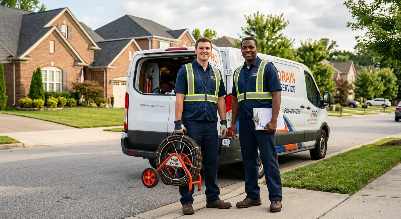 Sewer and drain service team with equipment ready for work in Cape Canaveral