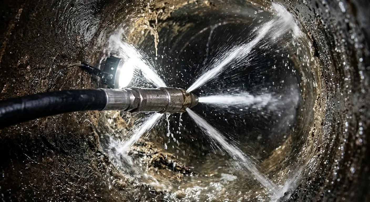 High-pressure hydro jetting nozzle cleaning sewer pipe for Storm Drain Cleaning in Cape Canaveral